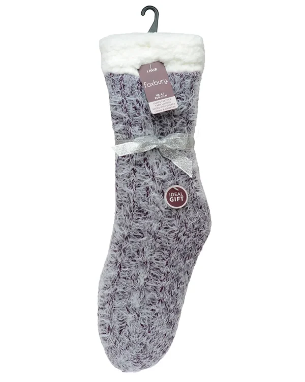 Foxbury Socks | Feather Yarn Slipper Socks - Purple