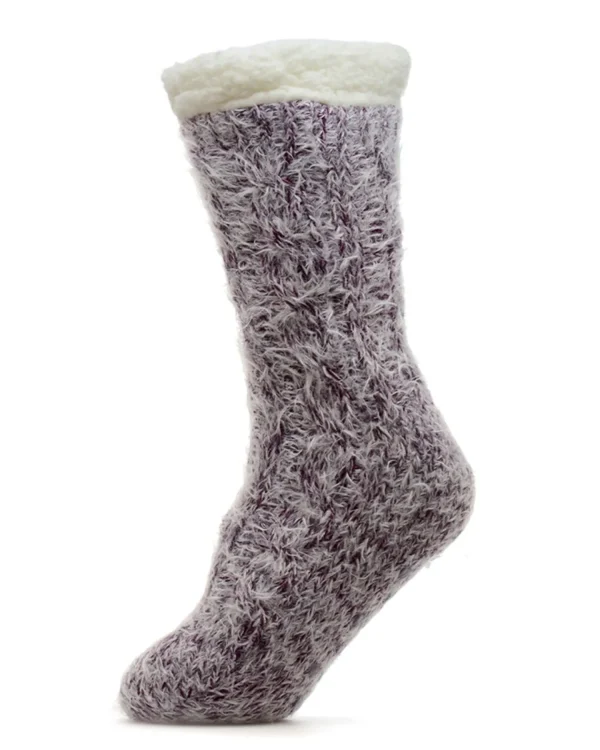 Foxbury Socks | Feather Yarn Slipper Socks - Purple