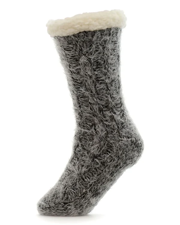 Foxbury Socks | Feather Yarn Slipper Socks - Black