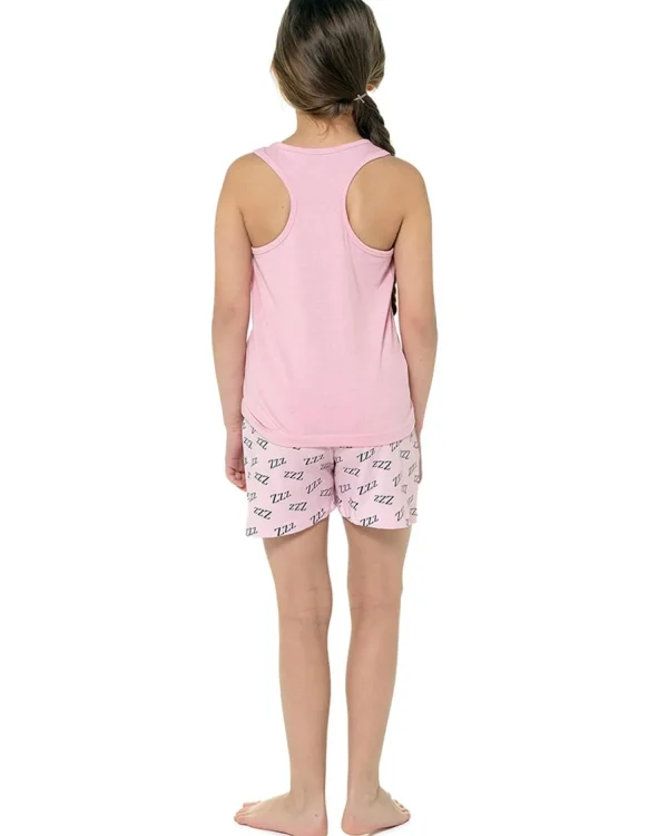 Kids Foxbury Girls Pink Sloth Short Pyjamas