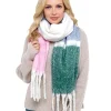 Foxbury Scarves | Green Stripe Brushed Chunky Knit Scarf