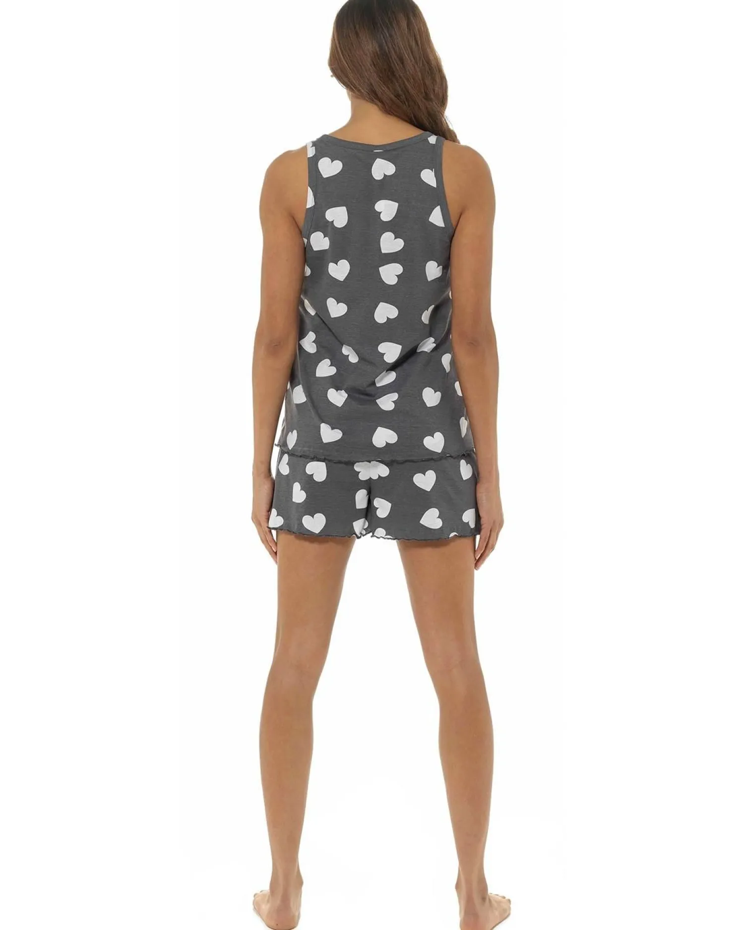 foxbury_grey_marl_heart_p_0.webp Foxbury Pyjamas | Grey Marl Heart Print Short Pyjamas
