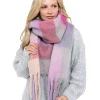 Foxbury Scarves | Lilac Check Brushed Chunky Knit Scarf