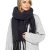 Foxbury Scarves | Plain Brushed Blanket Scarf - Dark Grey