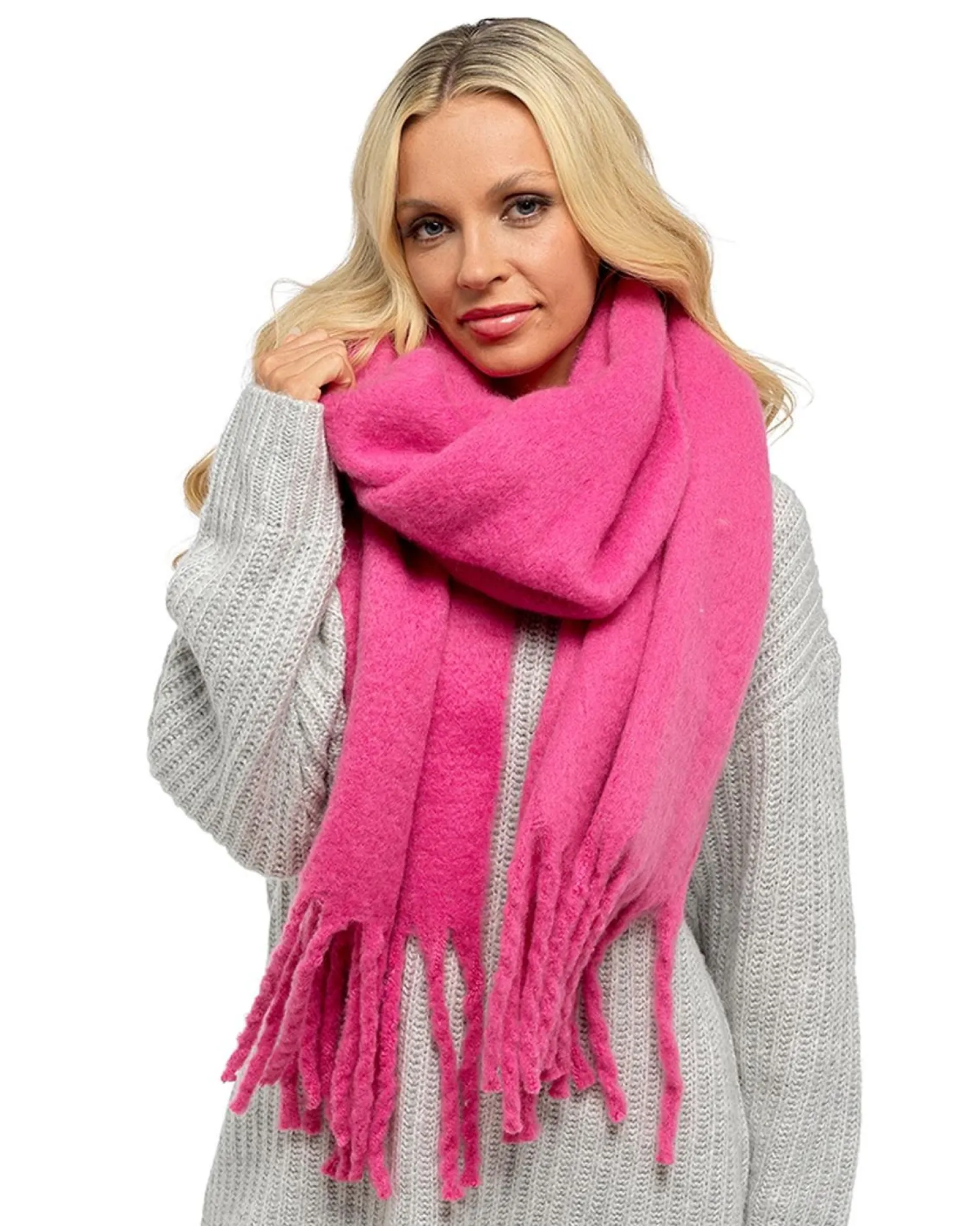 foxbury_plain_brushed_bla_1-1.webp Foxbury Scarves | Plain Brushed Blanket Scarf - Hot Pink