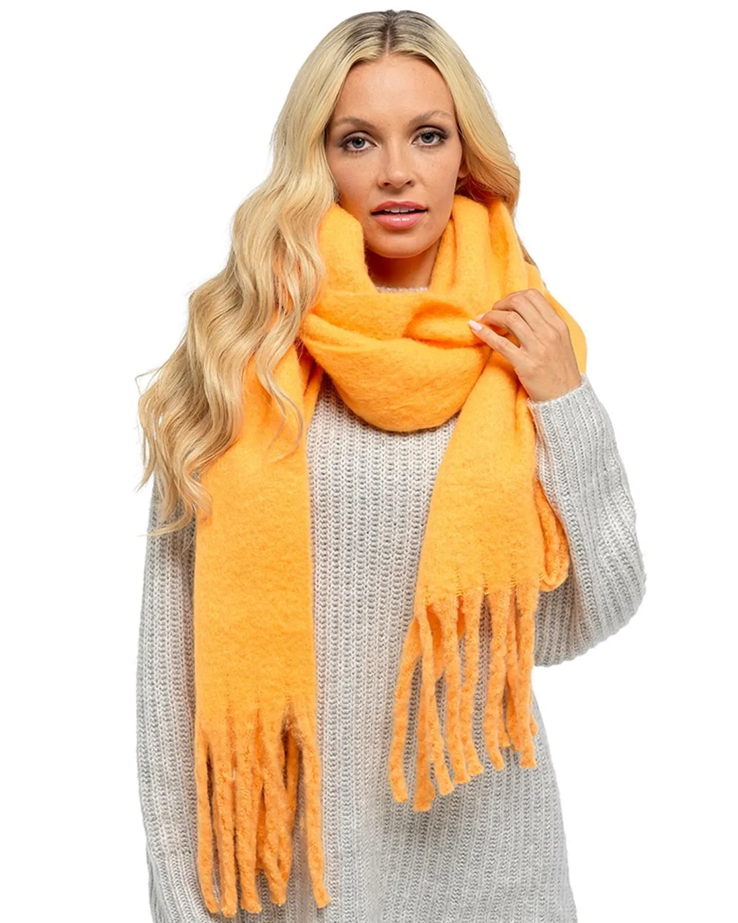 foxbury_plain_brushed_bla_1.webp Foxbury Scarves | Plain Brushed Blanket Scarf - Orange