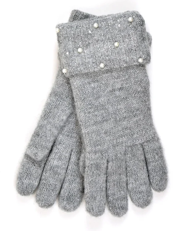 Foxbury Gloves | Sequin & Pearl Gloves - Grey