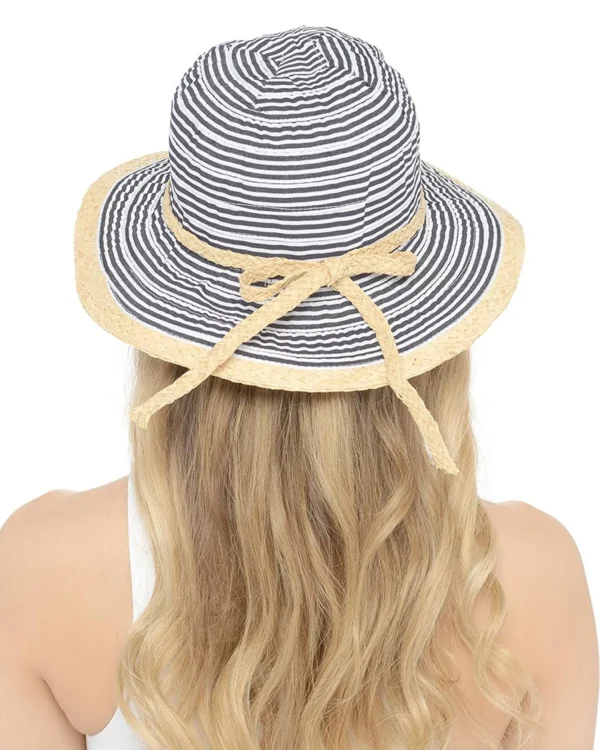 Foxbury Hats | Striped Straw Trim Sun Hat