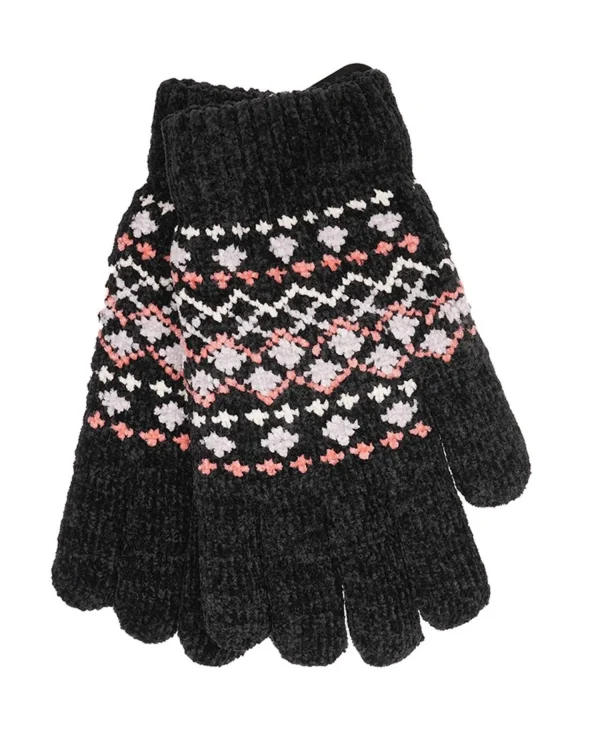 Foxbury Gloves | Womens Fairisle Chenille Gloves - Black