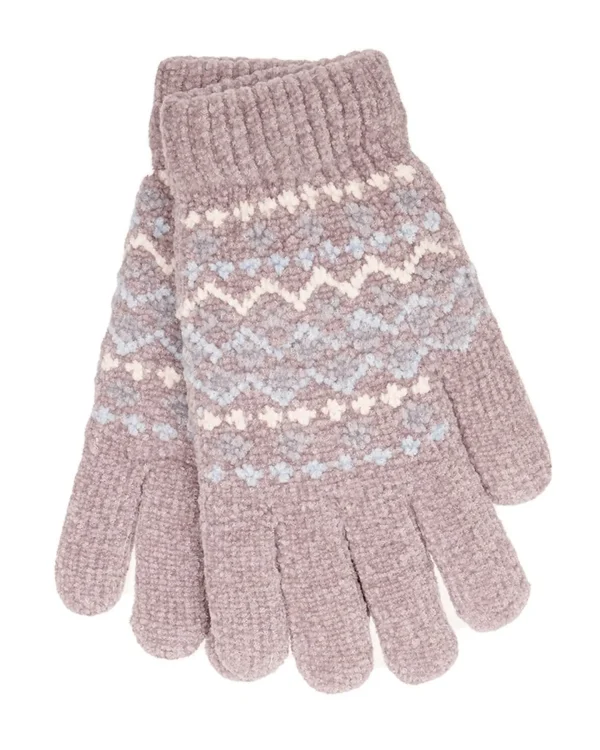 Foxbury Gloves | Womens Fairisle Chenille Gloves - Grey
