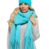 Foxbury Hats | Womens Ribbed Turn Up Beanie Hat - Blue