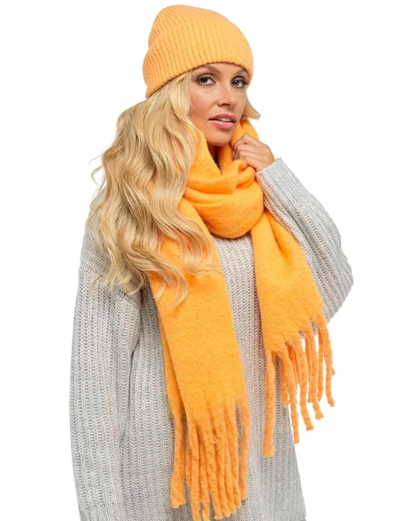 Foxbury Hats | Womens Ribbed Turn Up Beanie Hat - Orange