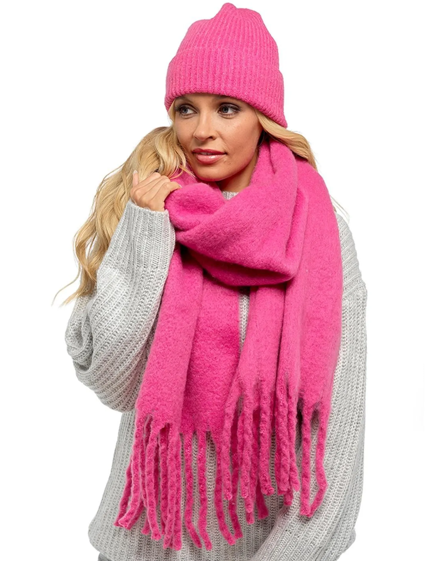 foxbury_womens_ribbed_tur_0.webp Foxbury Hats | Womens Ribbed Turn Up Beanie Hat - Hot Pink