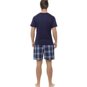 Men Foxbury Woven Check Short Pyjamas - Navy