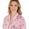Slenderella Pyjamas | Gaspe By Short Sleeve Floral Tailored Pyjamas - Pink