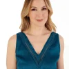 Slenderella Pyjamas | Gaspe By Sleeveless Satin Pyjamas - Teal