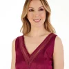 Slenderella Pyjamas | Gaspe By Sleeveless Satin Pyjamas - Raspberry