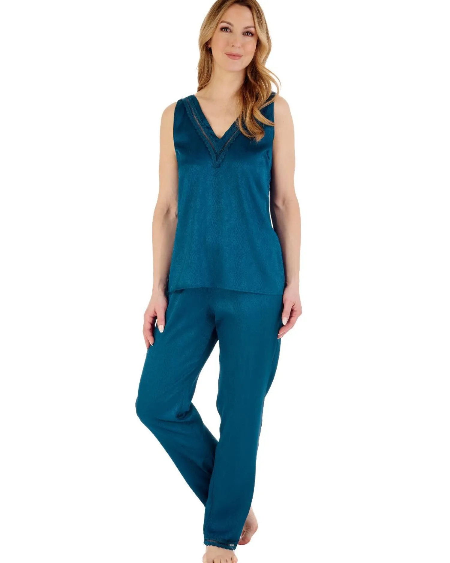 gaspe_by_slenderella_slee_3-1.webp Slenderella Pyjamas | Gaspe By Sleeveless Satin Pyjamas - Teal
