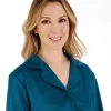 Slenderella Pyjamas | Gaspe By Tailored Satin Pyjamas - Teal