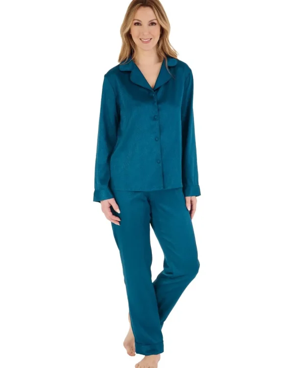 Slenderella Pyjamas | Gaspe By Tailored Satin Pyjamas - Teal
