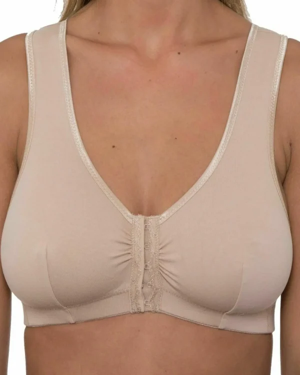 * Bras | Gemm Cotton Front Fastening Wireless Bra - Nude