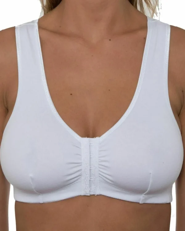 * Bras | Gemm Cotton Front Fastening Wireless Bra - White