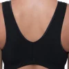 * Bras | Gemm Cotton Velcro Front Fastening Wireless Bra - Black