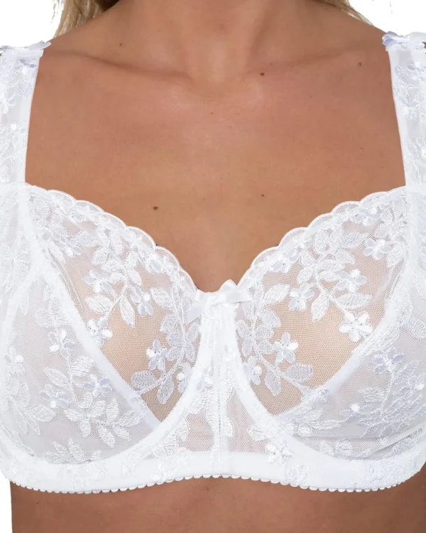 Gemm Bras | Floral Embroidered Lace Bra - White