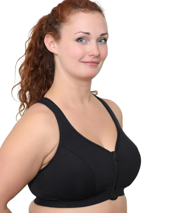 Gemm Bras | Zip Front Fastening Sports Bra - Black