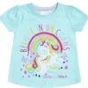 Kids Minikidz Girls Blue Unicorn Short Sleeve T-Shirt