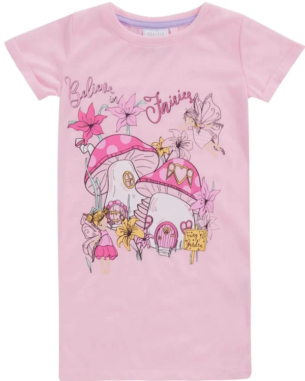 Kids Forever Dreaming Girls Pink Fairy Short Sleeve Nightie