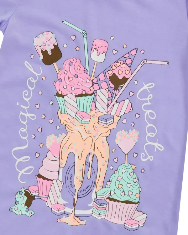 Kids Forever Dreaming Girls Purple Treats Short Sleeve Nightie