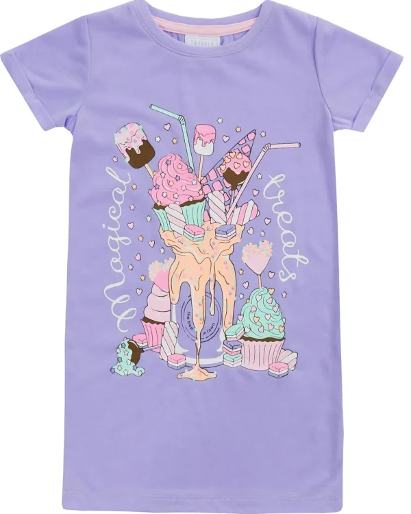 Kids Forever Dreaming Girls Purple Treats Short Sleeve Nightie