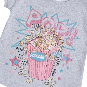 Kids Minikidz Girls Grey Popcorn Short Sleeve T-Shirt