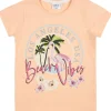 Kids Red Melon Girls Orange Beach Vibes Short Sleeve T-Shirt
