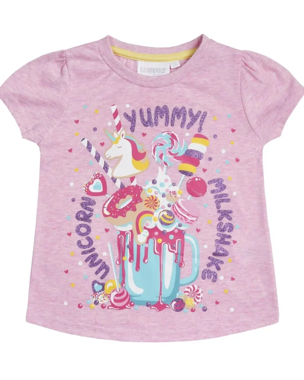 Kids Minikidz Girls Pink Milkshake Short Sleeve T-Shirt