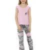 Kids Foxbury Girls Pink Zebra Long Pyjamas