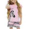 Kids Foxbury Girls Pink Zebra Short Pyjamas