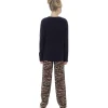 Kids Foxbury Girls Tiger Print Black Long Jersey Pyjamas