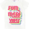 Kids Red Melon Girls White Summer Vibes Short Sleeve T-Shirt