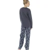 Kids Foxbury Girls Zebra Print Charcoal Long Jersey Pyjamas