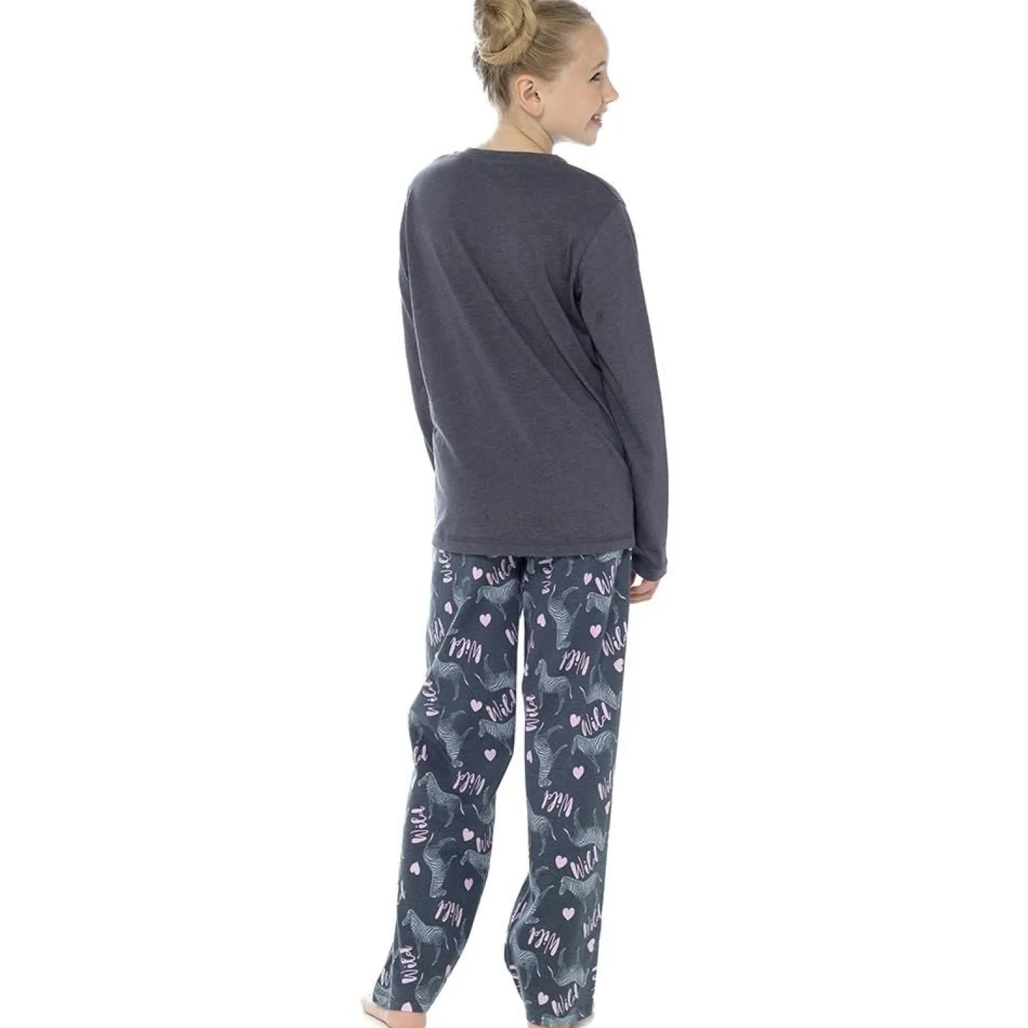 girls_zebra_print_charcoa_0.webp Kids Foxbury Girls Zebra Print Charcoal Long Jersey Pyjamas
