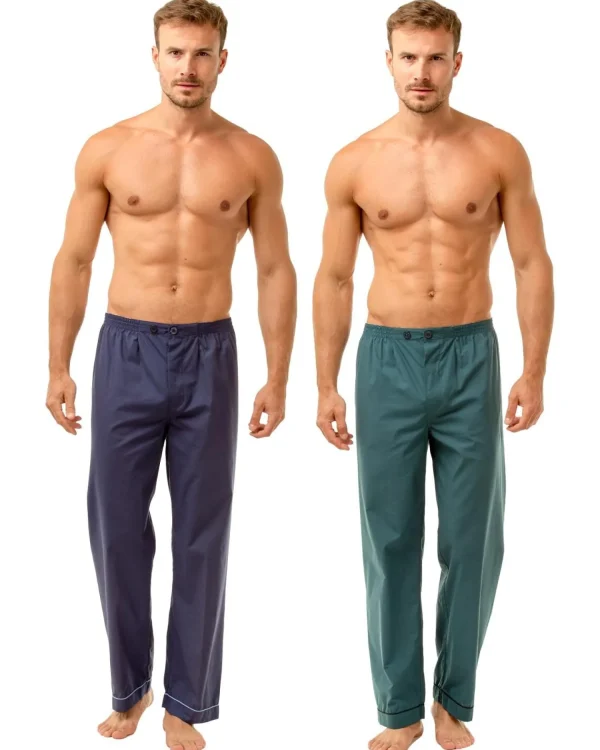 Men Haigman 2 Pack Pyjama Bottoms - Navy/Teal
