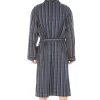 Men Haigman Brushed 100% Cotton Dressing Gown - Navy/Grey Stripe