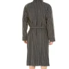 Men Haigman Brushed 100% Cotton Dressing Gown - Charcoal Stripe