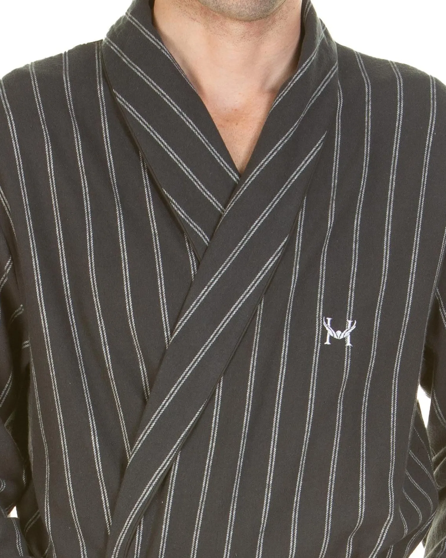 haigman_brushed__cotton_d_2-2.webp Men Haigman Brushed 100% Cotton Dressing Gown - Charcoal Stripe