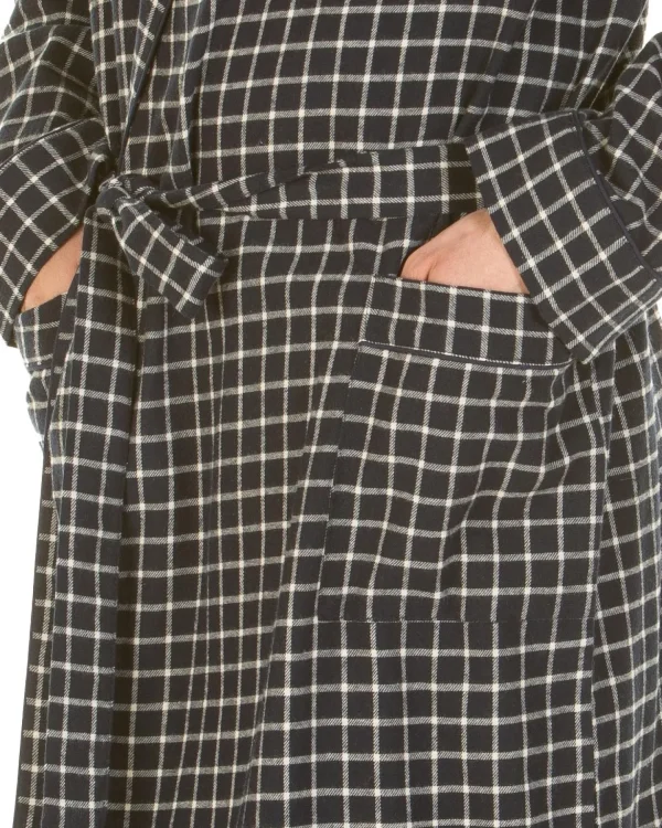 Men Haigman Brushed 100% Cotton Dressing Gown - Navy Check