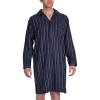 Men Haigman Brushed 100% Cotton Nightshirt - Navy/Blue Stripe
