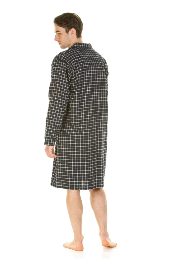 Men Haigman Brushed 100% Cotton Nightshirt - Navy Check