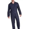 Men Haigman Brushed 100% Cotton Pyjamas - Navy/Blue Stripe